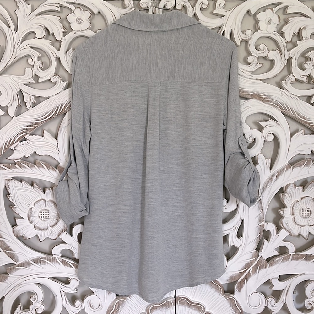 Express Gray Button-Down Top - Picture 5 of 7